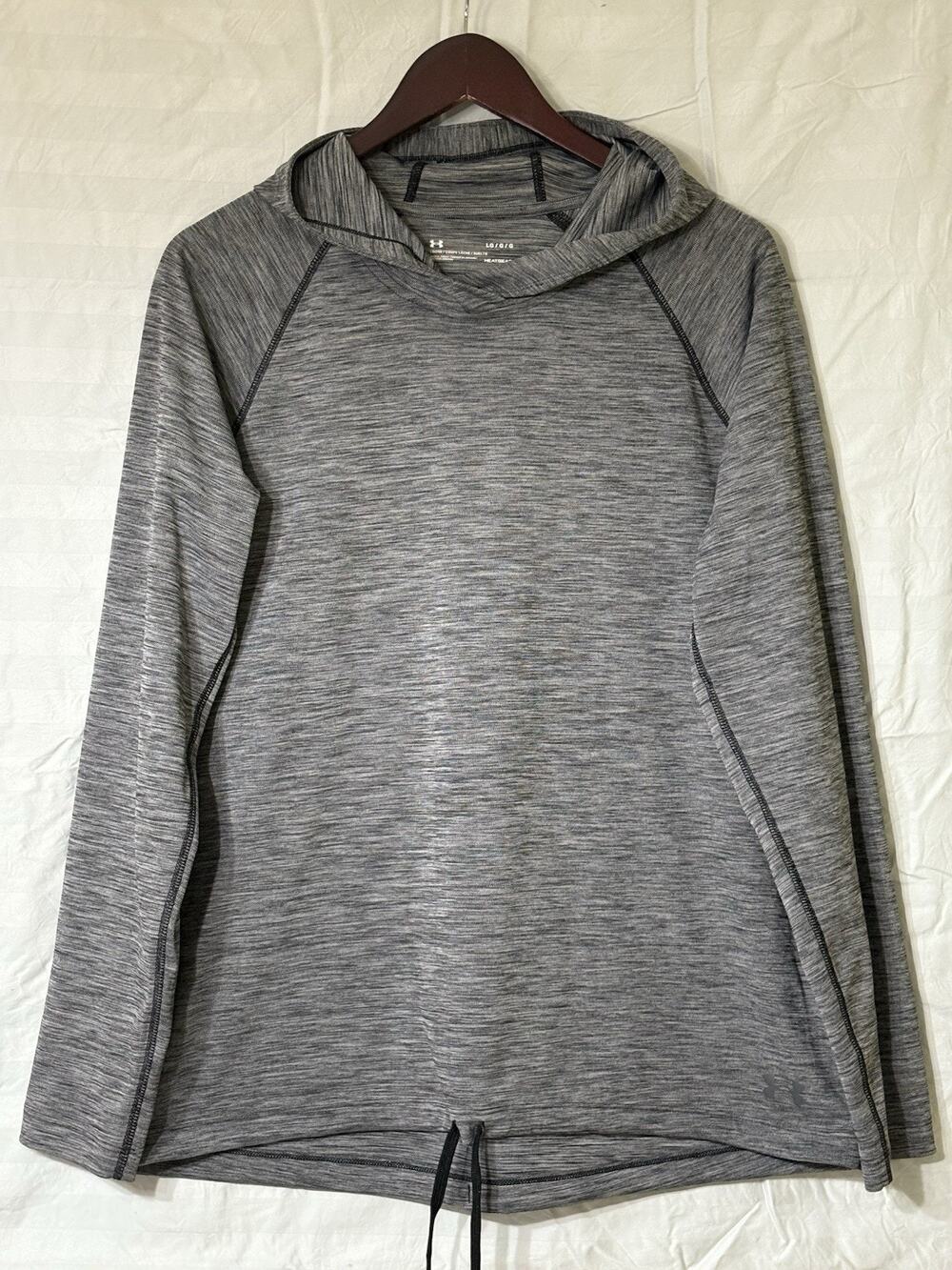 Under Armour Women’s Gray Heatgear Velocity Twist Hoodie Loose Fit Size LG